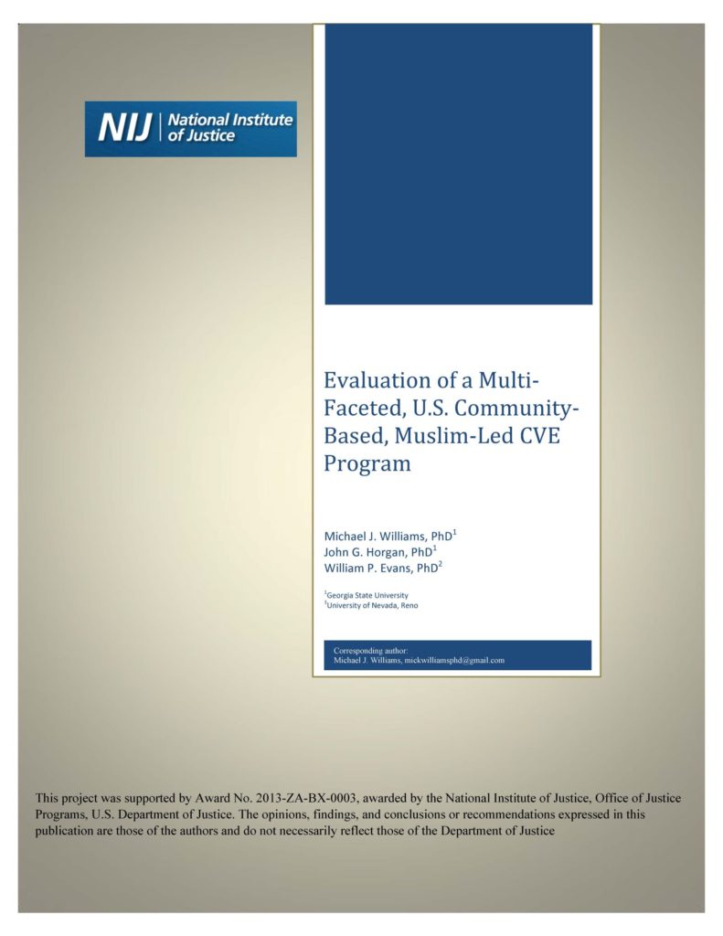 Click image to download article, "Evaluation of a Multi-Faceted, U.S. Community-Based, Muslim-Led CVE Program."