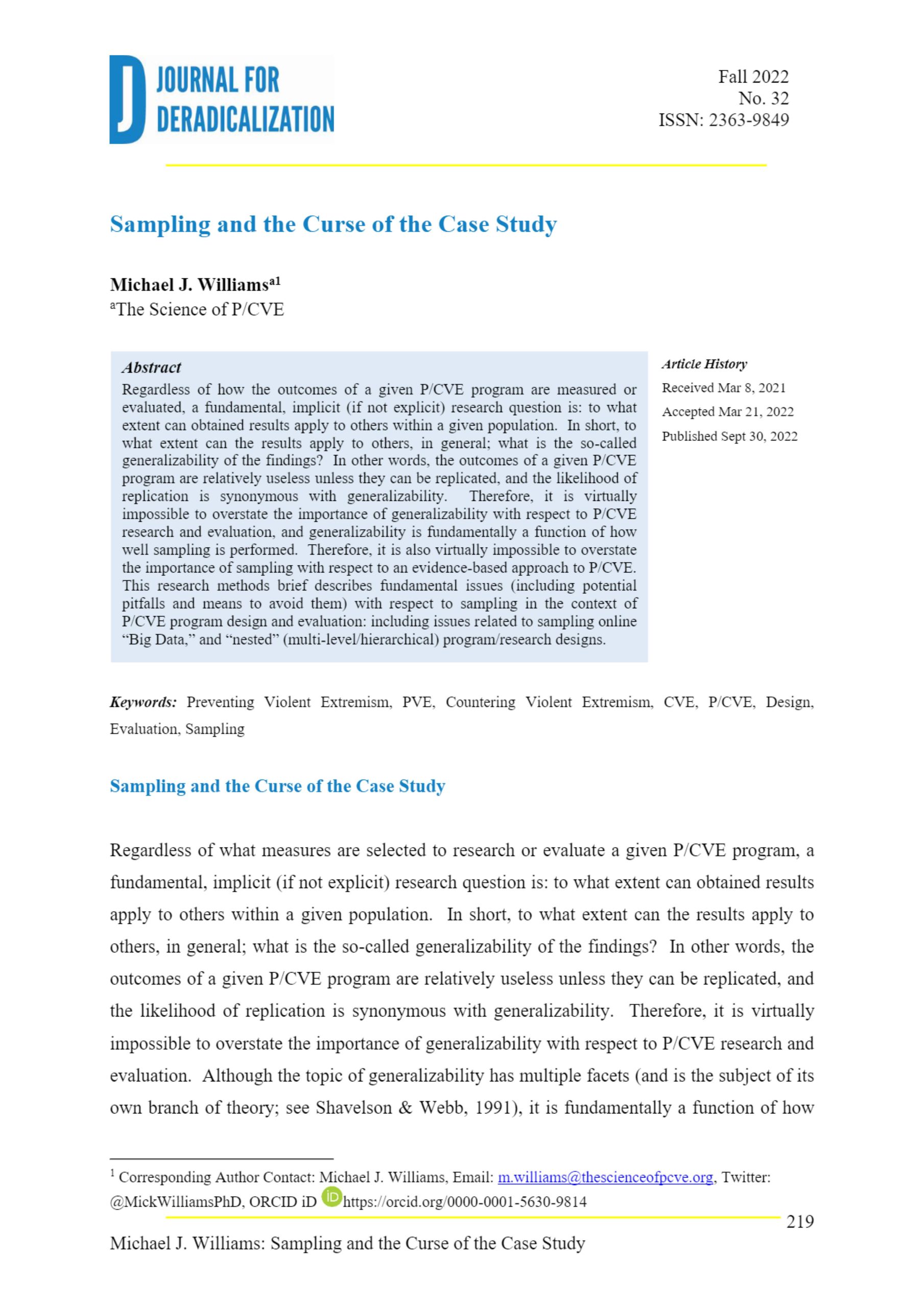 Sampling and the Curse of the Case Study - The Science of P/CVE.org